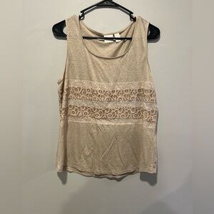 Chico’s Size 1 Lace Sequin Tank Top Beige Sleeveless Blouse